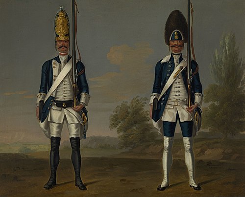 Grenadiers, Infantry Battalion "Schwartzburg-Rudolstadt" (German) and Walloon Grenadiers (Dutch), 1748, David Morier