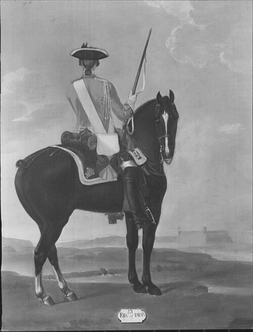 Private, 13th Dragoons, 1751, 1755, David Morier