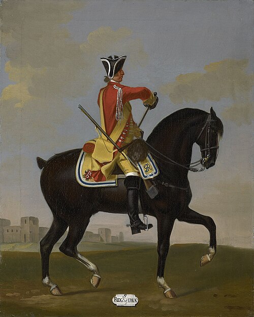Private, 9th Dragoons, 1751, 1755, David Morier
