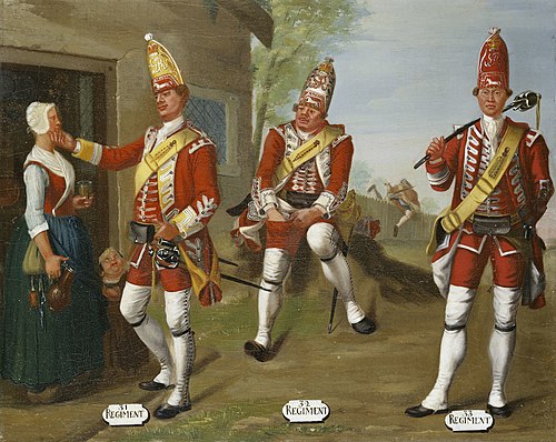 Grenadiers, 31st, 32nd and 33rd Regimants of Foot, 1751, 1755, David Morier