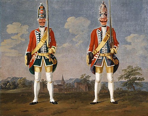 Grenadiers, Infantry Regiments 9B 'Borch' and 12B 'Brunck', 1752, David Morier