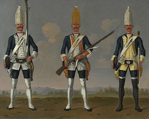 Grenadiers, Infantry Regiments "Mansbach", "Baumbach" & "Isenburg", 1748, David Morier