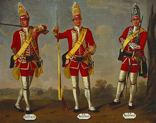 Grenadiers, 37th, 38h and 39th Regiments of Foot, 1751, 1755, David Morier
