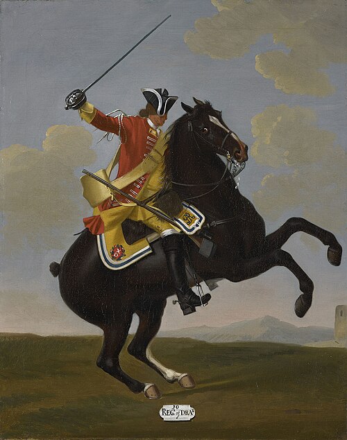 Private, 10th Dragoons, 1751, 1755, David Morier