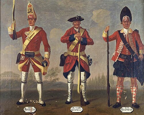 Grenadiers, 40th Regiment of Foot, and Privates, 41st Invalids Regiment and 42nd Highland Regiment, , 1755, David Morier