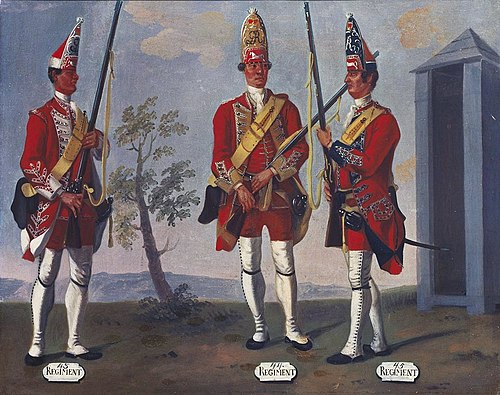Grenadiers, 43rd, 44th and 45th Regiments of Foot, 1751, 1755, David Morier