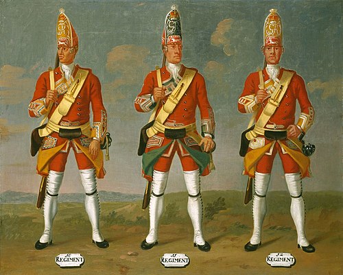Grenadiers, 10th, 11th and 12th Regiments of Foot, 1751, 1755, David Morier