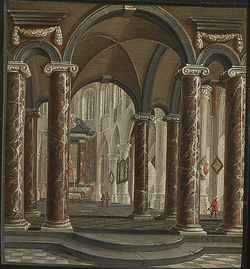 Church interior with marble columns, , Daniel de Blieck