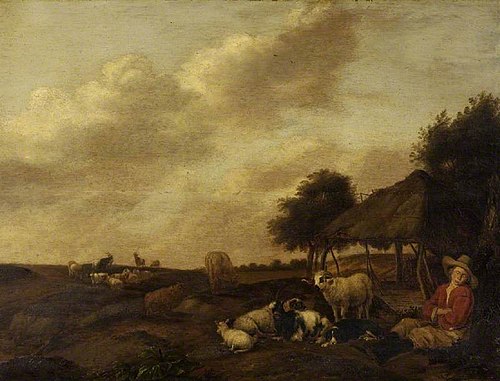 Sheep and goats with a shepherd, , Albert Klomp
