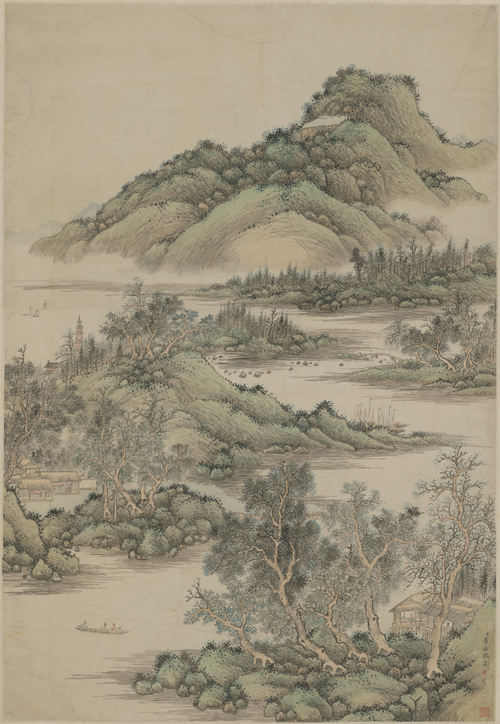 董诰幽岩放棹图轴, , Dong Gao