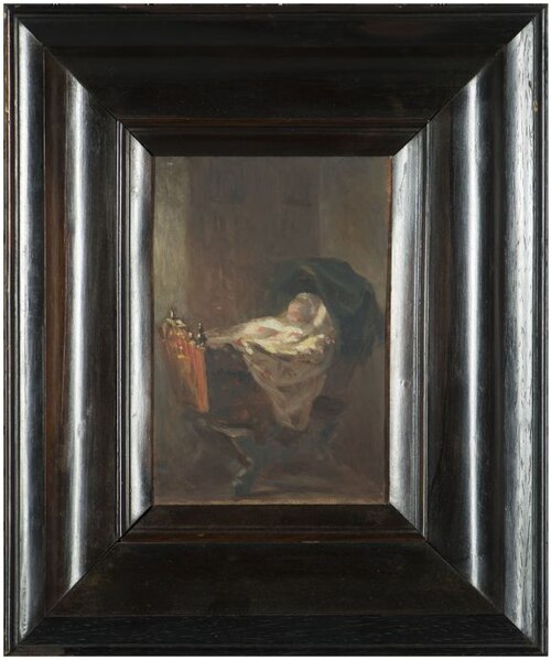 Hindelooper wieg met baby, 1899, Kate Bisschop-Swift