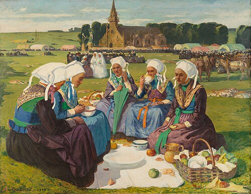 Femmes de Plougastel au pardon de Sainte-Anne-la-Palud, 1904, Charles Cottet