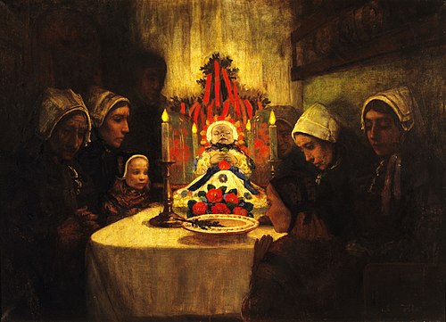 Gens d'Ouessant pleurant un enfant mort, 1899, Charles Cottet