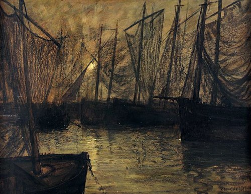 Les filets, rayon du soir, Camaret, 1890, Charles Cottet