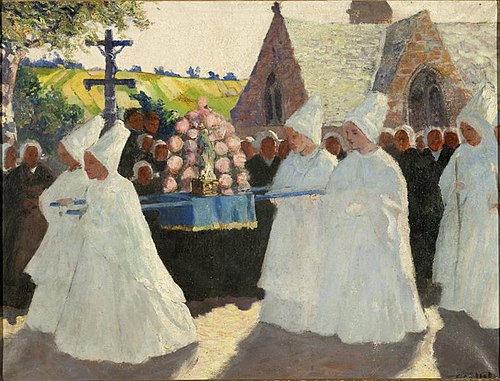 La procession de la Fête-Dieu à Landudec, 1902, Charles Cottet