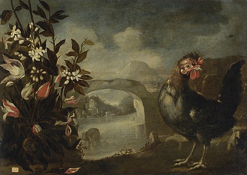 Paisaje con un gallo, 1800, Félix Lorente