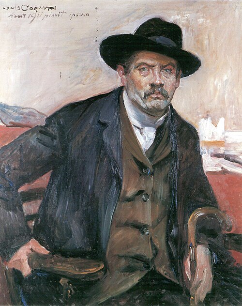 Selbstporträt mit schwarzem Hut und Stock, 1911, Lovis Corinth