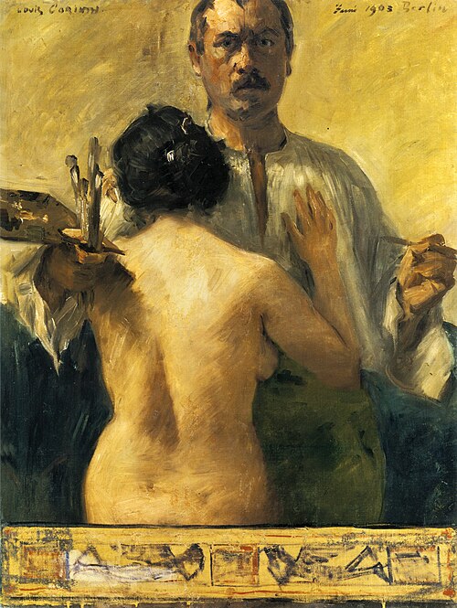 Self portrait with model, 1903, Lovis Corinth