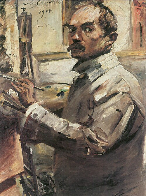 Zelfportret in witte kiel, 1918, Lovis Corinth