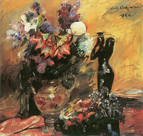 Kalla und Flieder mit Bronzefigur, 1920, Lovis Corinth