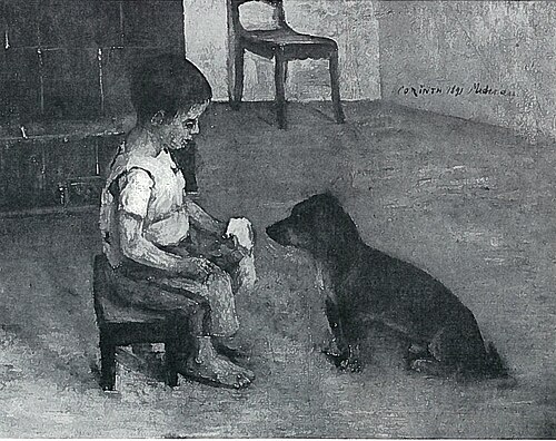 Kind mit Butterbrot und Hund, 1891, Lovis Corinth