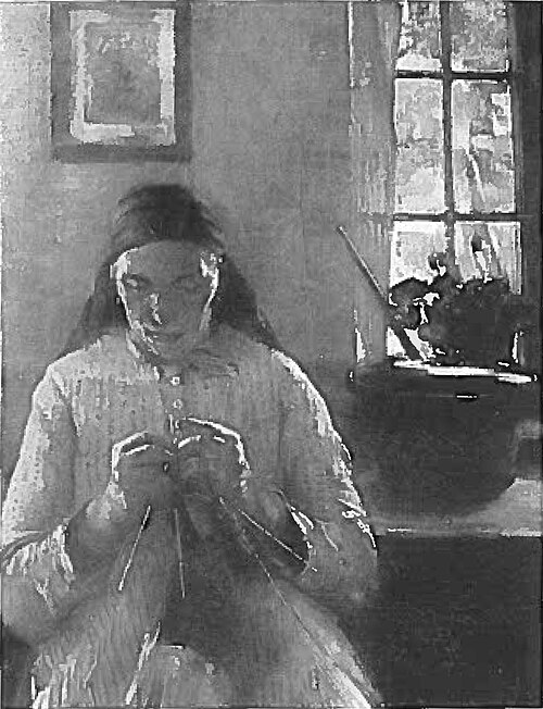 Strickende Frau in Dachau, 1892, Lovis Corinth