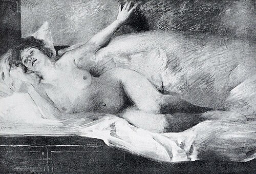 Nacktes Mädchen im Bett, 1893, Lovis Corinth