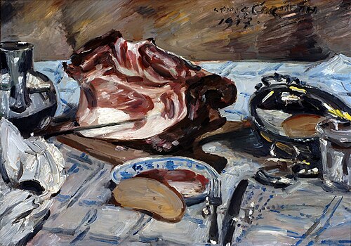Frühstückstisch mit Schinken, 1917, Lovis Corinth