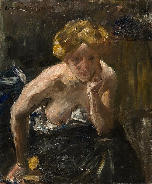Half-nude of a young woman, her head supported with her left hand, 1907, Lovis Corinth