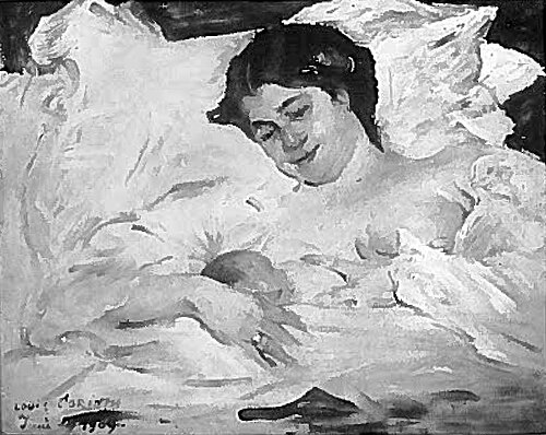 Im Wochenbett (Charlotte und Wilhelmine), 1909, Lovis Corinth