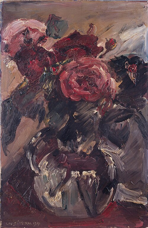 Rote Rosen in einem Glaskrug, 1919, Lovis Corinth
