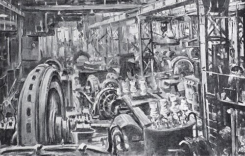 Maschinenhalle in der AEG, Berlin, 1908, Lovis Corinth