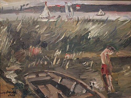 Boat in Reeds on Müritzsee, 1915, Lovis Corinth
