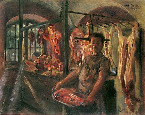 Butcher shop in Schäftlarn, 1897, Lovis Corinth