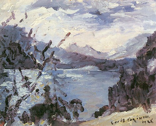 Walchensee mit Bergkette und Uferhang, 1925, Lovis Corinth