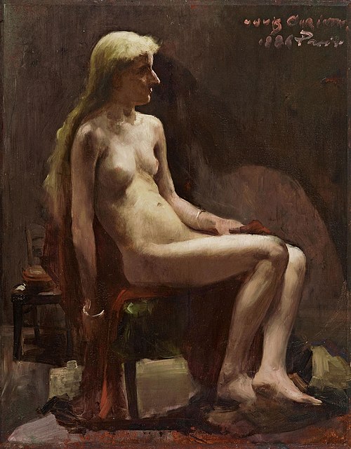 Sitting female nude, 1886, Lovis Corinth