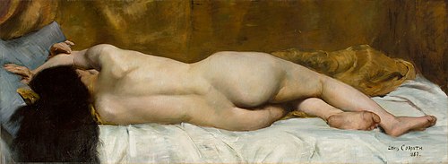 Reclining female nude, 1887, Lovis Corinth