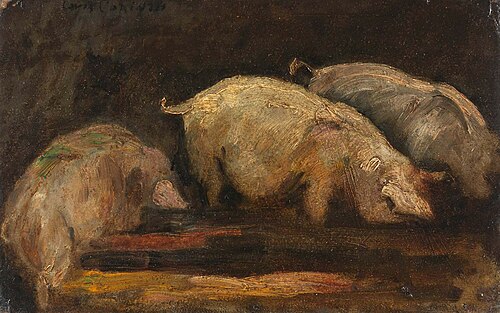Eating pigs, 1889, Lovis Corinth