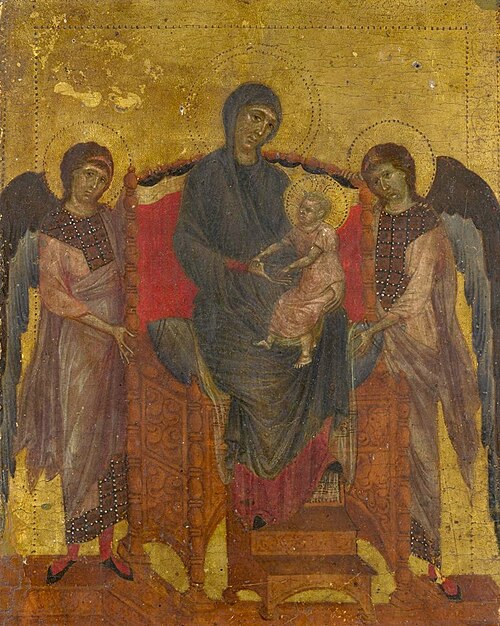 Vierge à l'Enfant trônant et entourée de deux anges, 1280, Cimabue