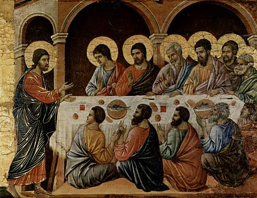 Christ Appears to the Disciples at the Table after the Resurrection, 1309, Duccio di Buoninsegna