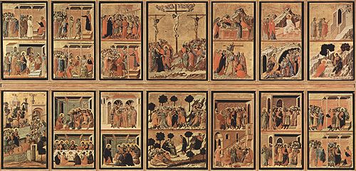 Reconfiguration of the back of the Maesta Altarpiece of Siena, 1309, Duccio di Buoninsegna