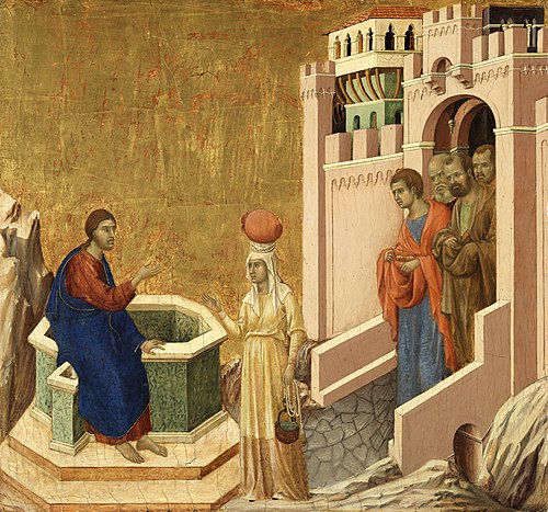 Le Christ et la Samaritaine, 1310, Duccio di Buoninsegna