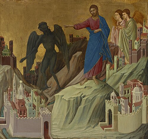 The Temptation of Christ on the Mountain, 1309, Duccio di Buoninsegna