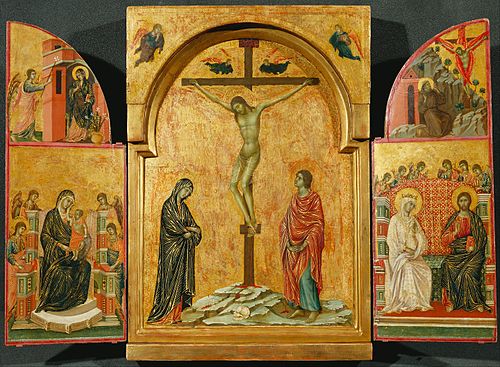 Triptych: Crucifixion and other Scenes, 1302, Duccio di Buoninsegna