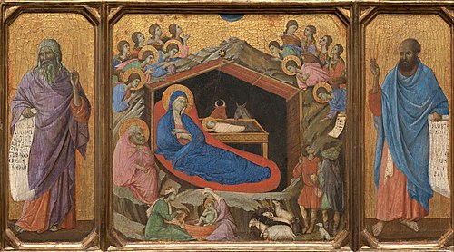 The Nativity with the Prophets Isaiah and Ezekiel, 1308, Duccio di Buoninsegna