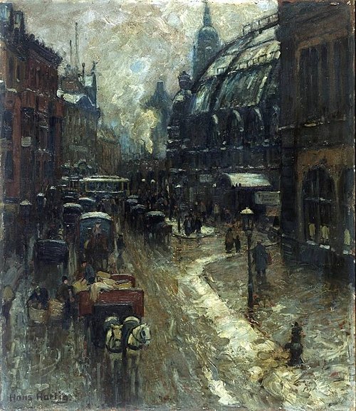 Thaw at Alexanderplatz station, 1919, Hans Hartig