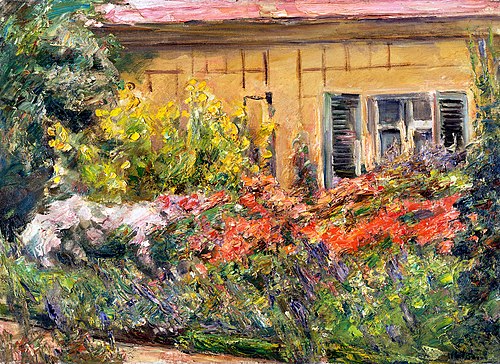 flower perennials on gardener´s house, 1928, Max Liebermann
