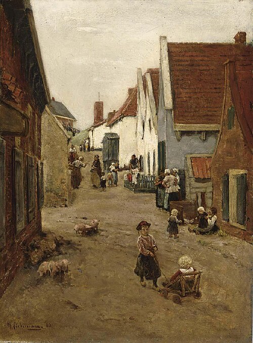 Dutch Village road / Street in Zandvoort, 1880, Max Liebermann