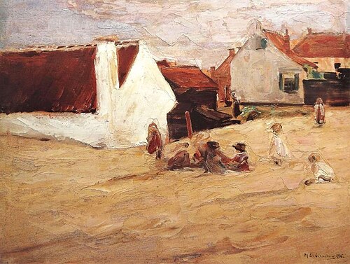 Village square with playing children, 1905, Max Liebermann