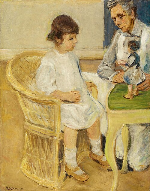 Die Enkelin im Korbsessel nach rechts, 1920, Max Liebermann